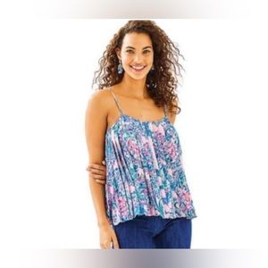 Lilly Pulitzer Rein Pleated Tank Top- Tangerine Dream